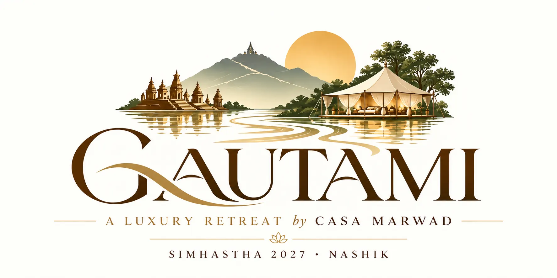 Gautami, a luxury retreat by Casa Marwad for Simhastha 2027 in Nashik, with a tent beside the river and temple ghats.